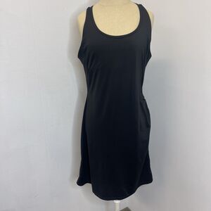 Toad And Co Medium Women’s Black Dress Midi Tank Criss Cross Back Built In Bra